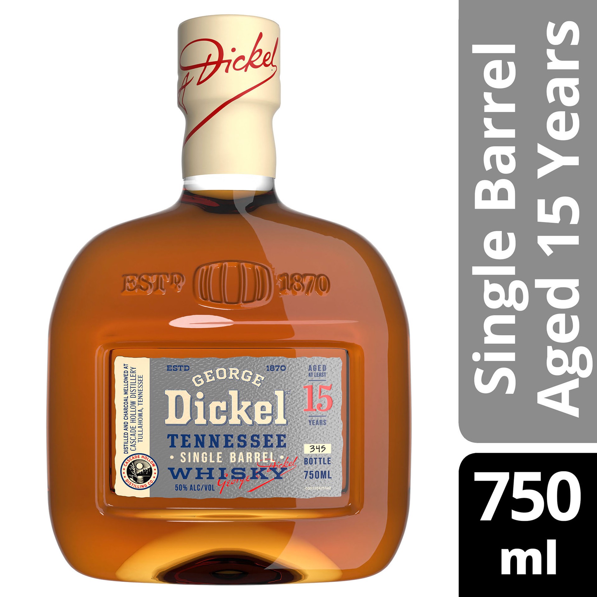slide 7 of 8, George Dickel Single Barrel Aged 15 Years Tennessee Whisky, 750 mL, 750 ml