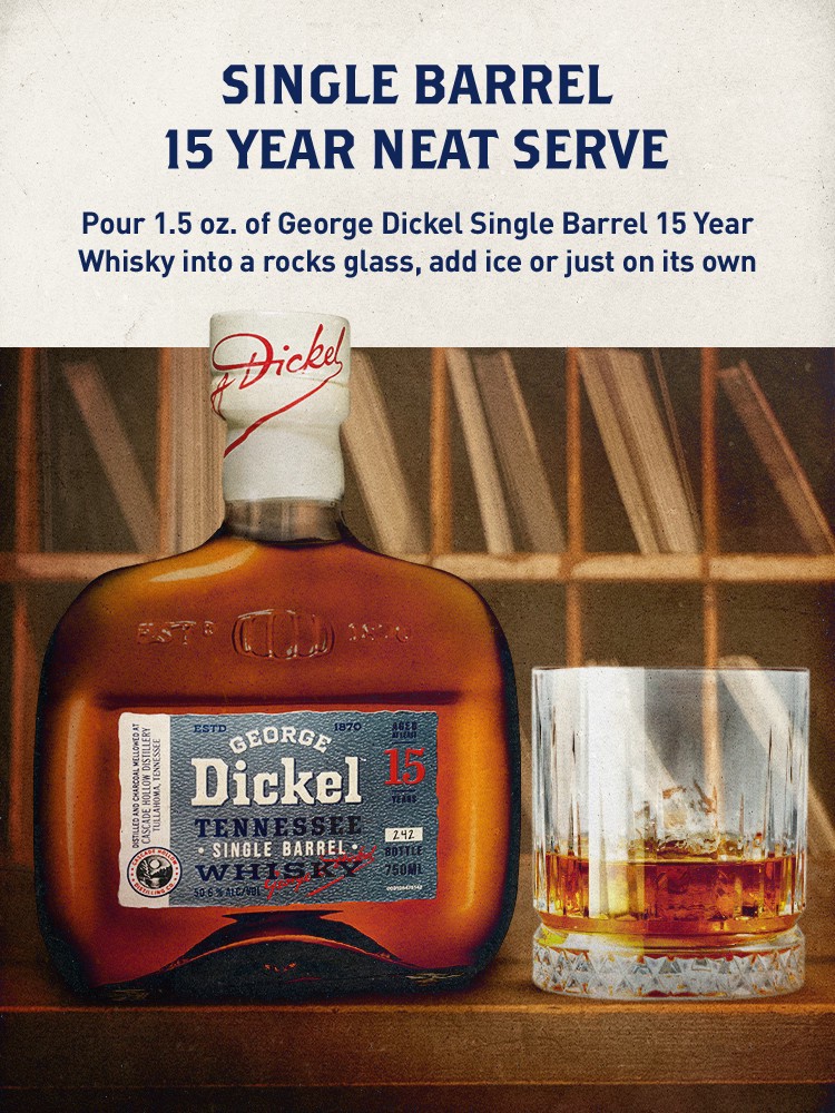 slide 8 of 8, George Dickel Single Barrel Aged 15 Years Tennessee Whisky, 750 mL, 750 ml