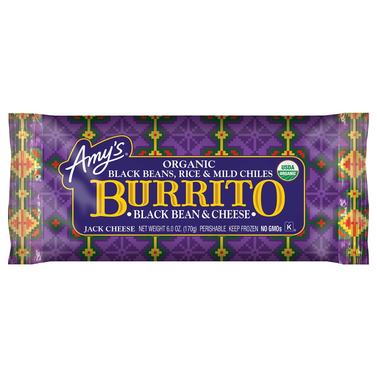 slide 1 of 6, Amy's Organic Black Bean & Cheese Burrito, 6 oz