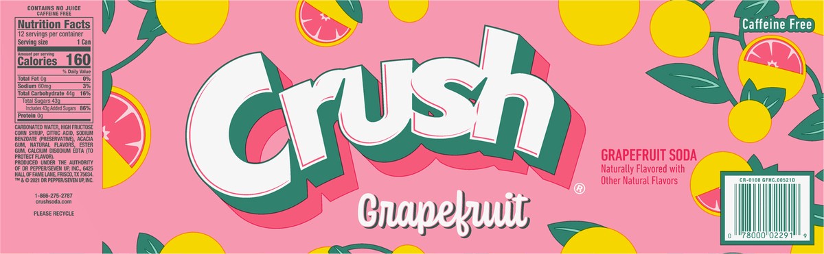 slide 6 of 9, Crush Grapefruit Soda - 12 ct; 12 fl oz, 12 ct; 12 fl oz