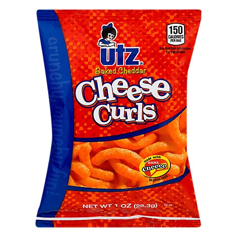 slide 1 of 1, Utz Cheese Curls Baked Cheddar, 1 oz