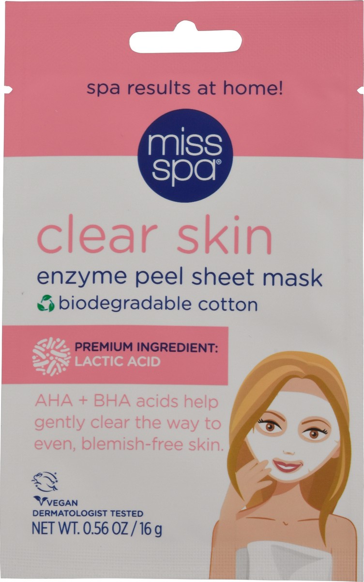 slide 6 of 12, Miss Spa Clear Skin Enzyme Peel Sheet Mask 0.56 oz, 0.56 oz