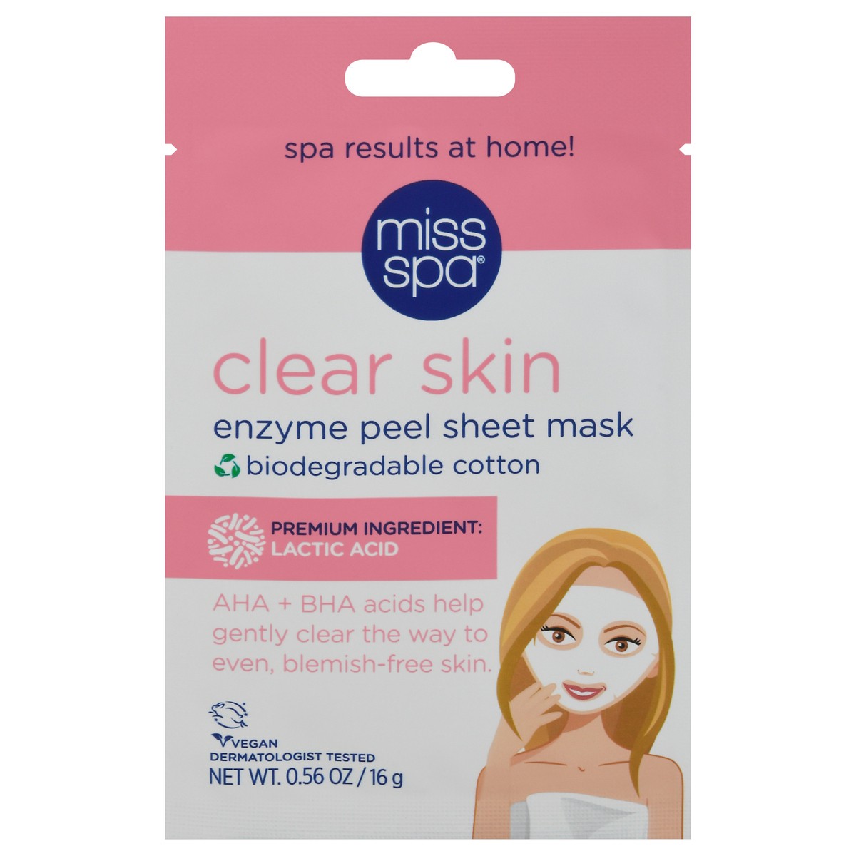 slide 1 of 12, Miss Spa Clear Skin Enzyme Peel Sheet Mask 0.56 oz, 0.56 oz