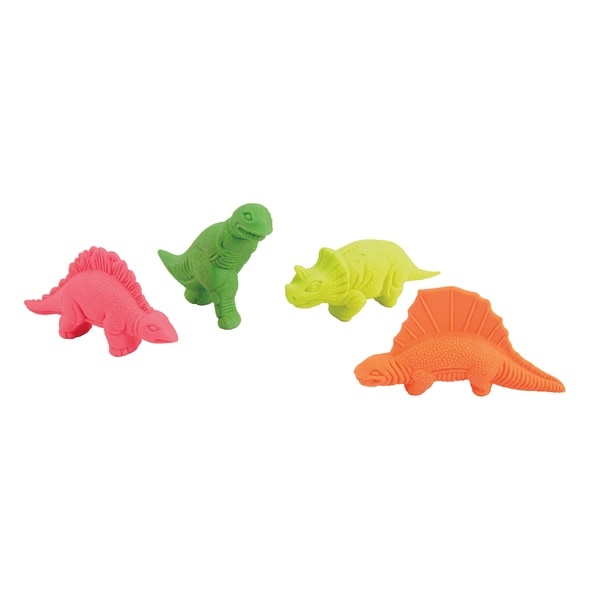 slide 1 of 1, Office Depot Brand Dinosaur Erasers, Assorted Colors, Pack Of 4, 4 ct