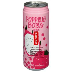 Pocas Strawberry Dragon Fruit Oolong Tea Popping Boba Drink 16.5 fl oz