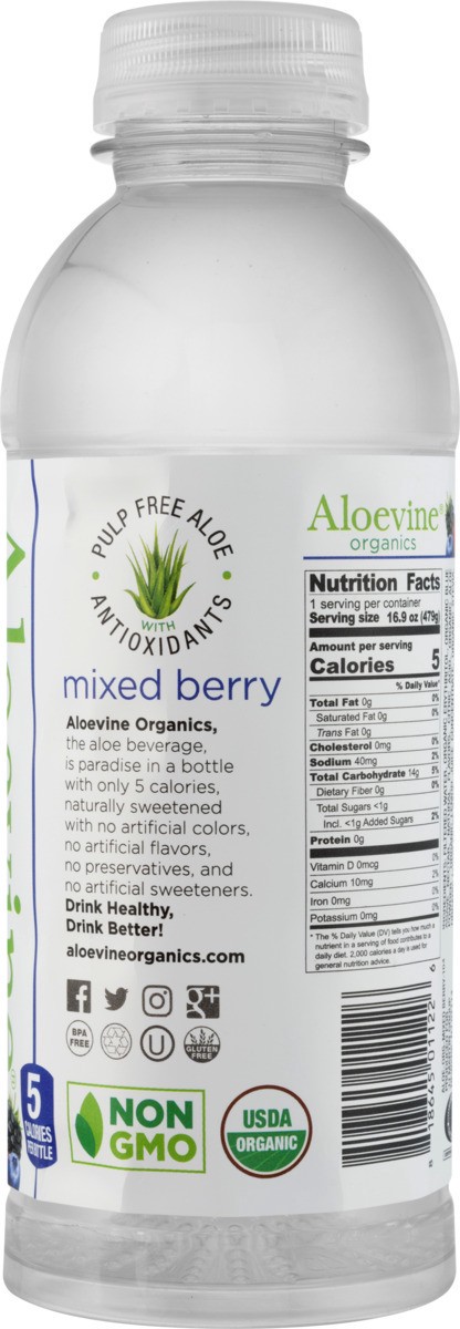 slide 6 of 11, Aloevine Organics Mixed Berry Aloe Beverage - 16.9 fl oz, 16.9 oz