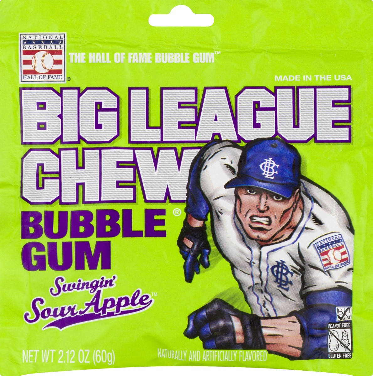 slide 1 of 9, Big League Chew Swingin Sour Apple Bubble Gum 2.12 oz, 2.12 oz