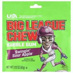 Big League Chew Swingin' Sour Apple Bubble Gum 2.12 oz