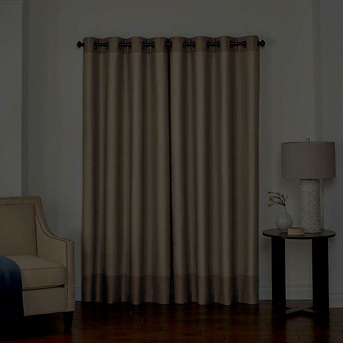 slide 5 of 8, Eclipse Monty Grommet Blackout Window Curtain Panel - Gold/Ivory, 84 in