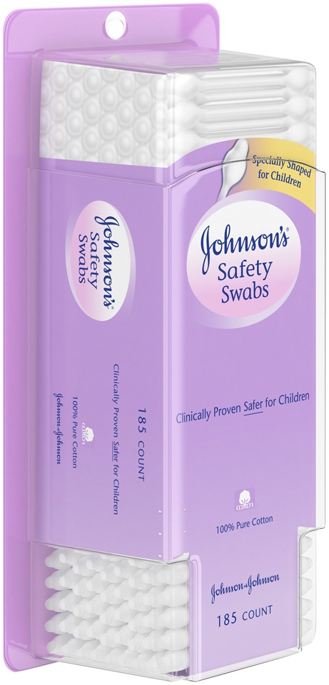 slide 2 of 4, Johnson's Safety Ear Swabs for Babies and Children made with Non-Chlorine Bleached Cotton for a Gentle Clean, 185 ct