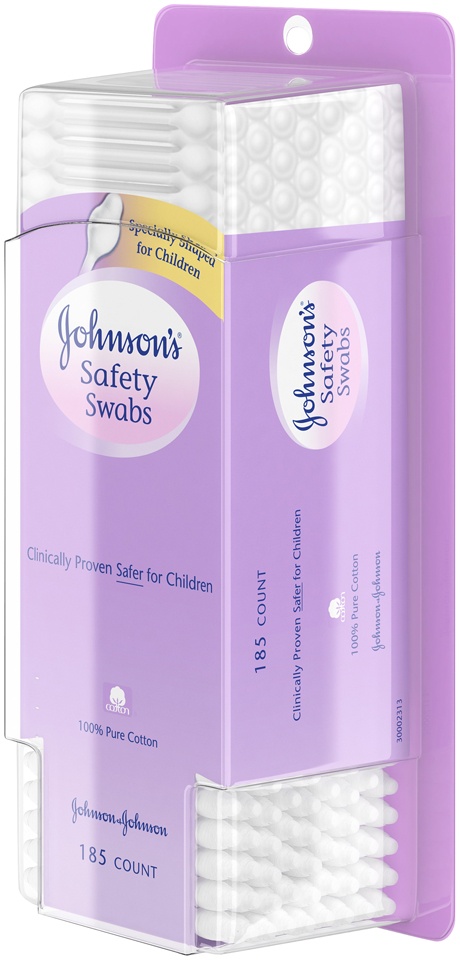 slide 3 of 4, Johnson's Safety Ear Swabs for Babies and Children made with Non-Chlorine Bleached Cotton for a Gentle Clean, 185 ct