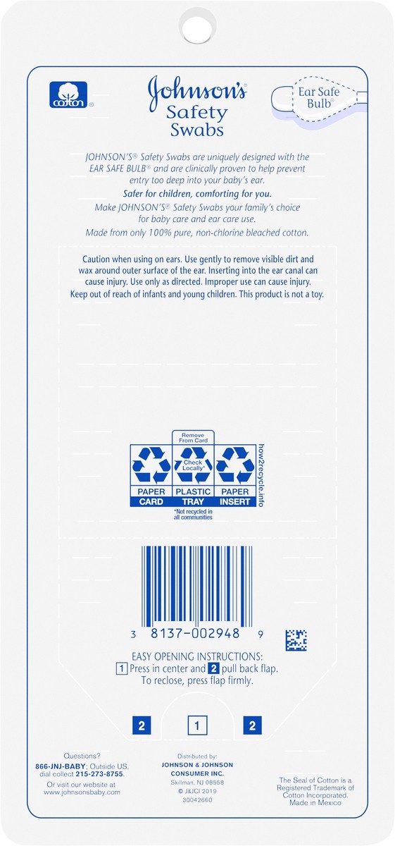 slide 5 of 7, JOHNSON'S Safety Swabs, 185 Count, 185 ct