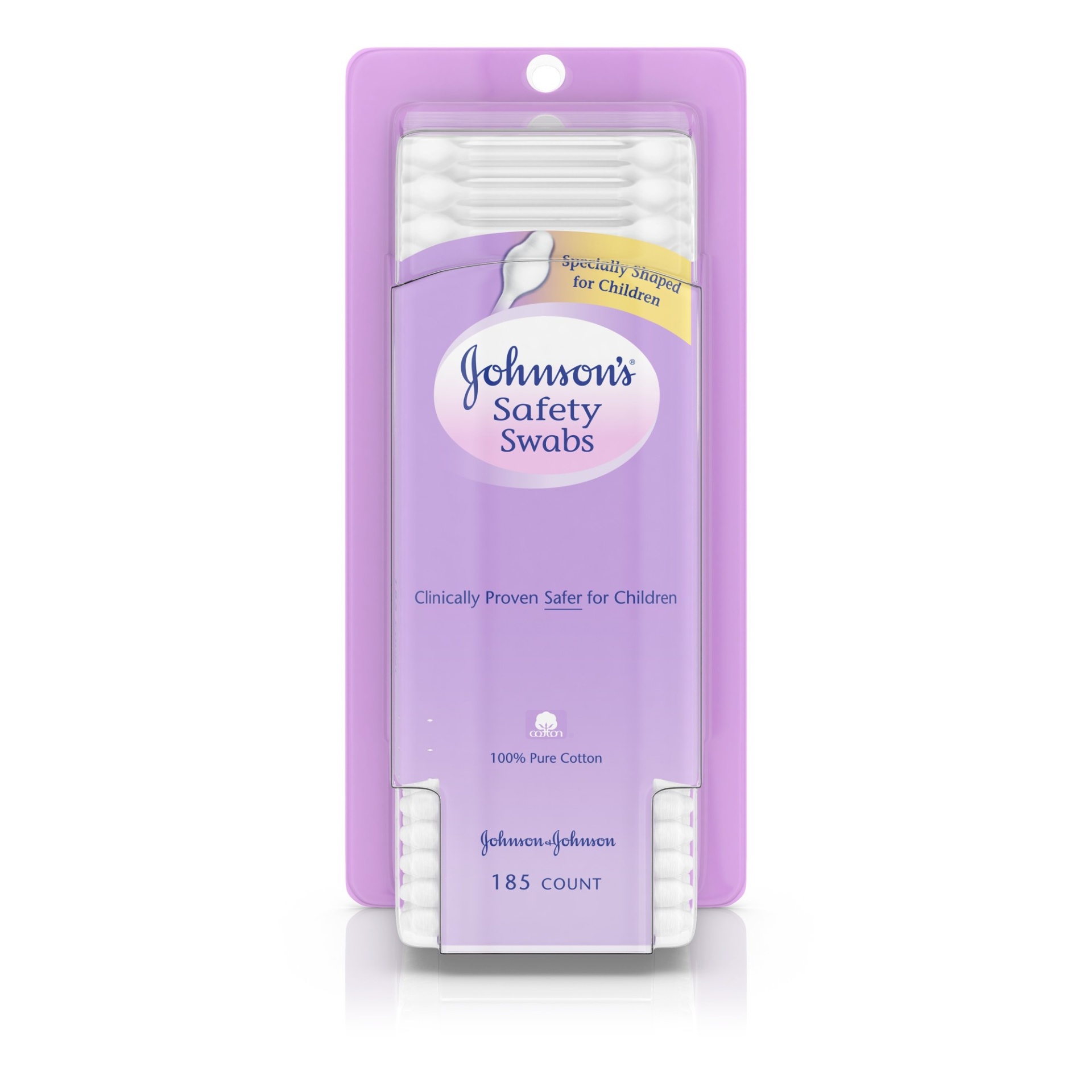 slide 1 of 4, Johnson's Safety Ear Swabs for Babies and Children made with Non-Chlorine Bleached Cotton for a Gentle Clean, 185 ct