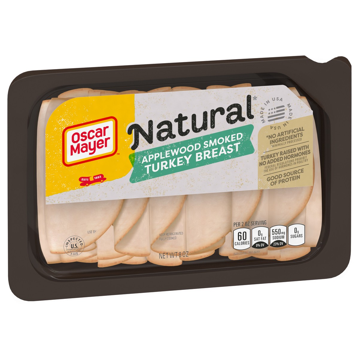 slide 7 of 9, Oscar Mayer Natural Applewood Smoked Sliced Turkey Breast Deli Lunch Meat, 8 oz Package, 8 oz