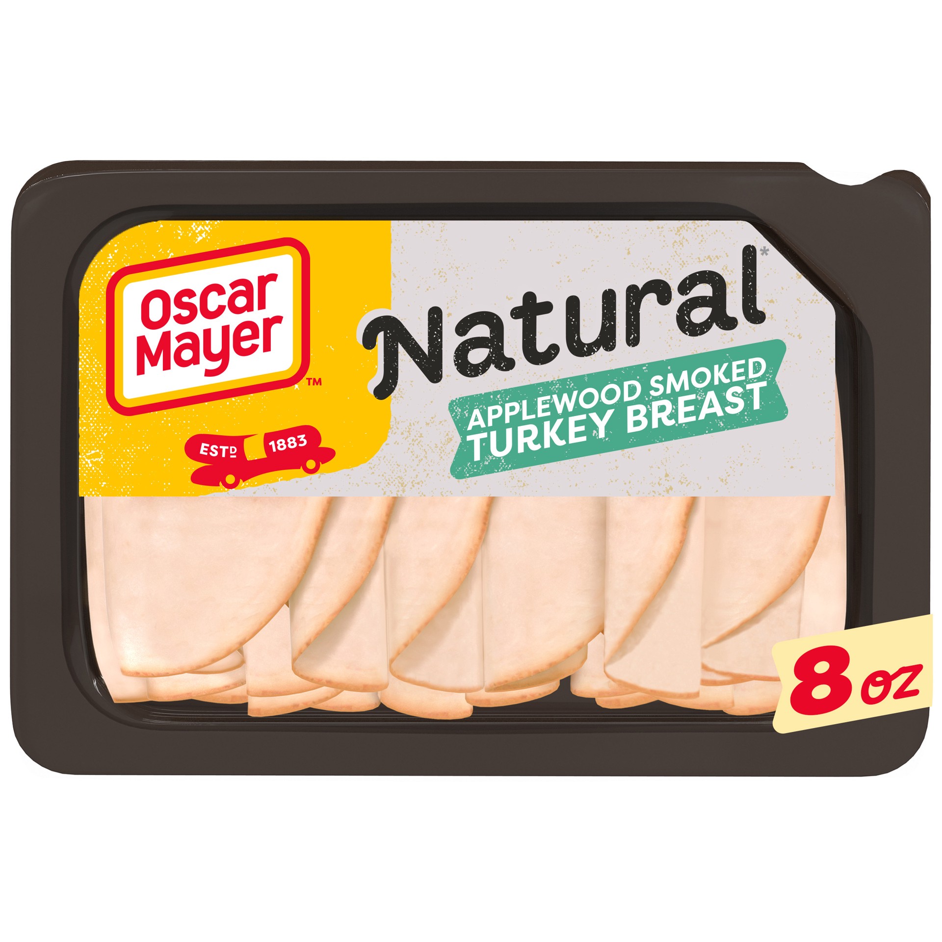 slide 1 of 9, Oscar Mayer Natural Applewood Smoked Sliced Turkey Breast Deli Lunch Meat, 8 oz Package, 8 oz