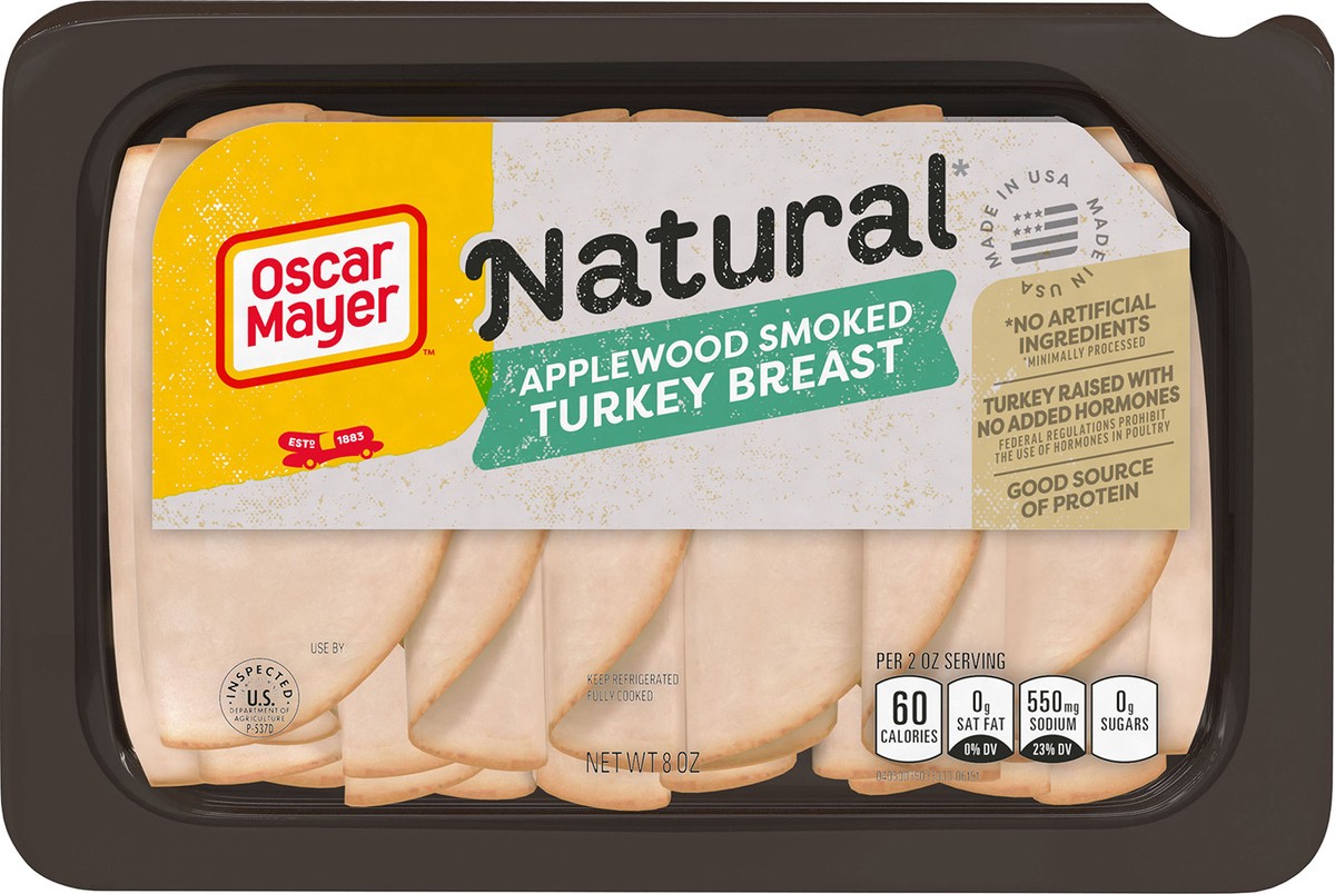 slide 8 of 9, Oscar Mayer Natural Applewood Smoked Sliced Turkey Breast Deli Lunch Meat, 8 oz Package, 8 oz