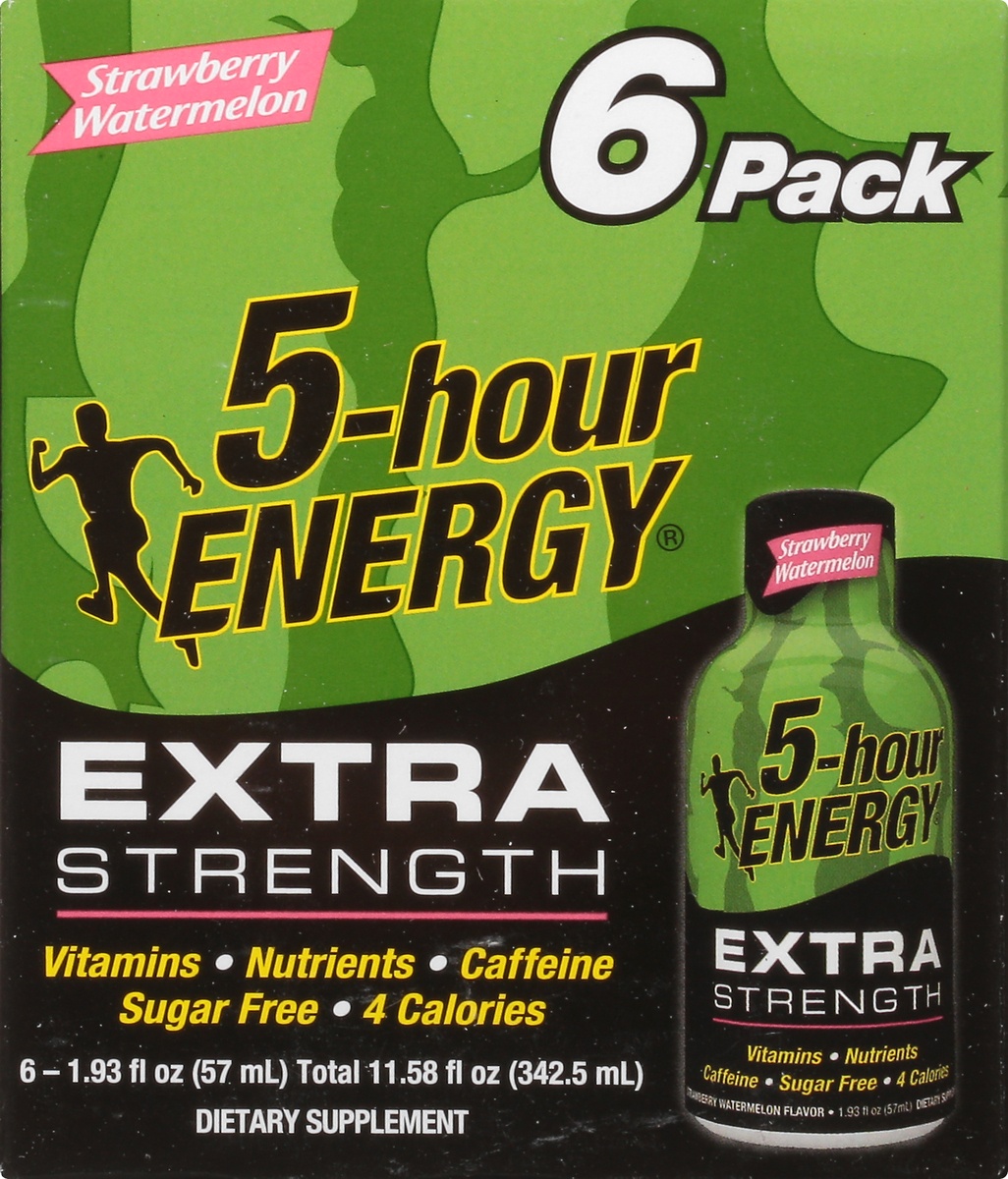 slide 6 of 9, 5-hour ENERGY Extra Strength Strawberry Watermelon, 6 ct; 1.93 fl oz