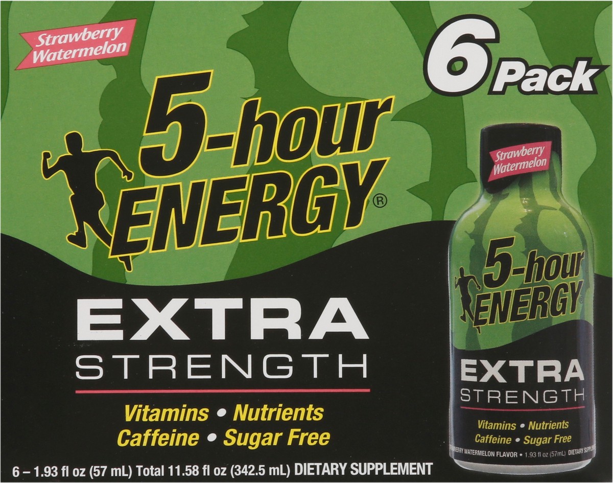 slide 7 of 9, 5-hour ENERGY Extra Strength Strawberry Watermelon, 6 ct; 1.93 fl oz