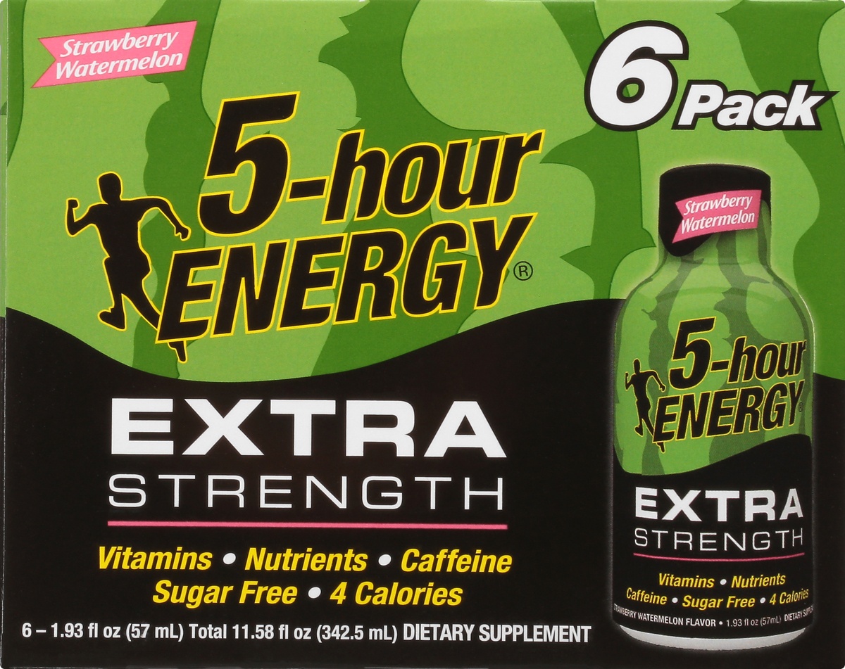 slide 8 of 9, 5-hour ENERGY Extra Strength Strawberry Watermelon, 6 ct; 1.93 fl oz