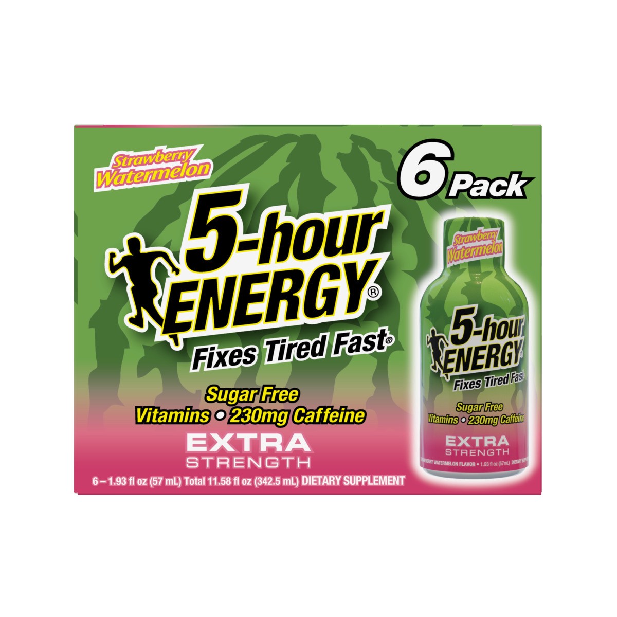 slide 1 of 9, 5-hour ENERGY, Extra Strength, Strawberry Watermelon, 6 Pack, 1.93 oz., 6 ct