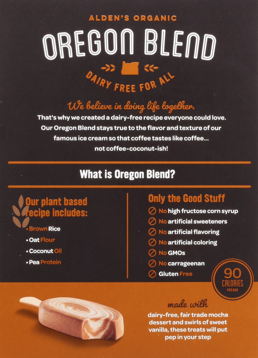 slide 10 of 13, Alden's Organic Dairy Free Coffee Swirl Frozen Dessert 4 Bars 2.5 fl oz Packed, Unspecified 2.5 fl oz, 2.5 fl oz