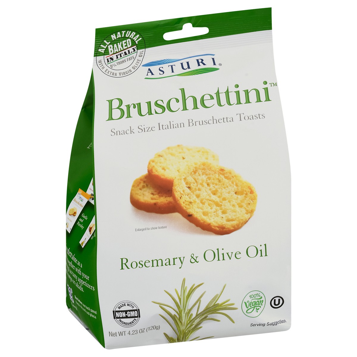 slide 2 of 9, Asturi Bruschettini Snack Size Italian Rosemary & Olive Oil Bruschetta Toasts 4.23 oz, 4.23 oz