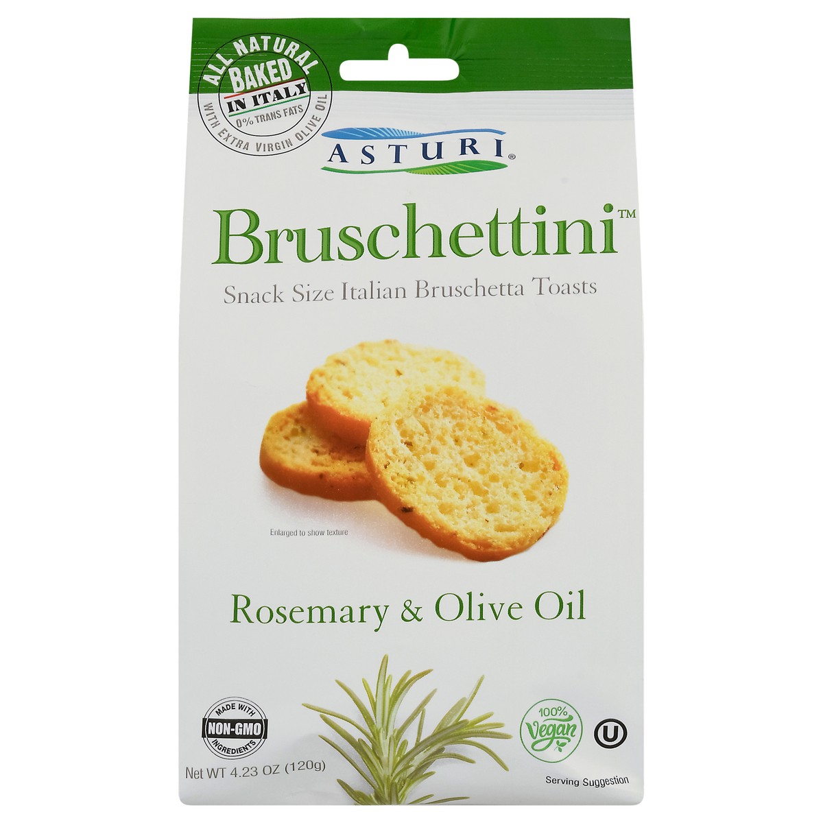 slide 1 of 9, Asturi Bruschettini Snack Size Italian Rosemary & Olive Oil Bruschetta Toasts 4.23 oz, 4.23 oz