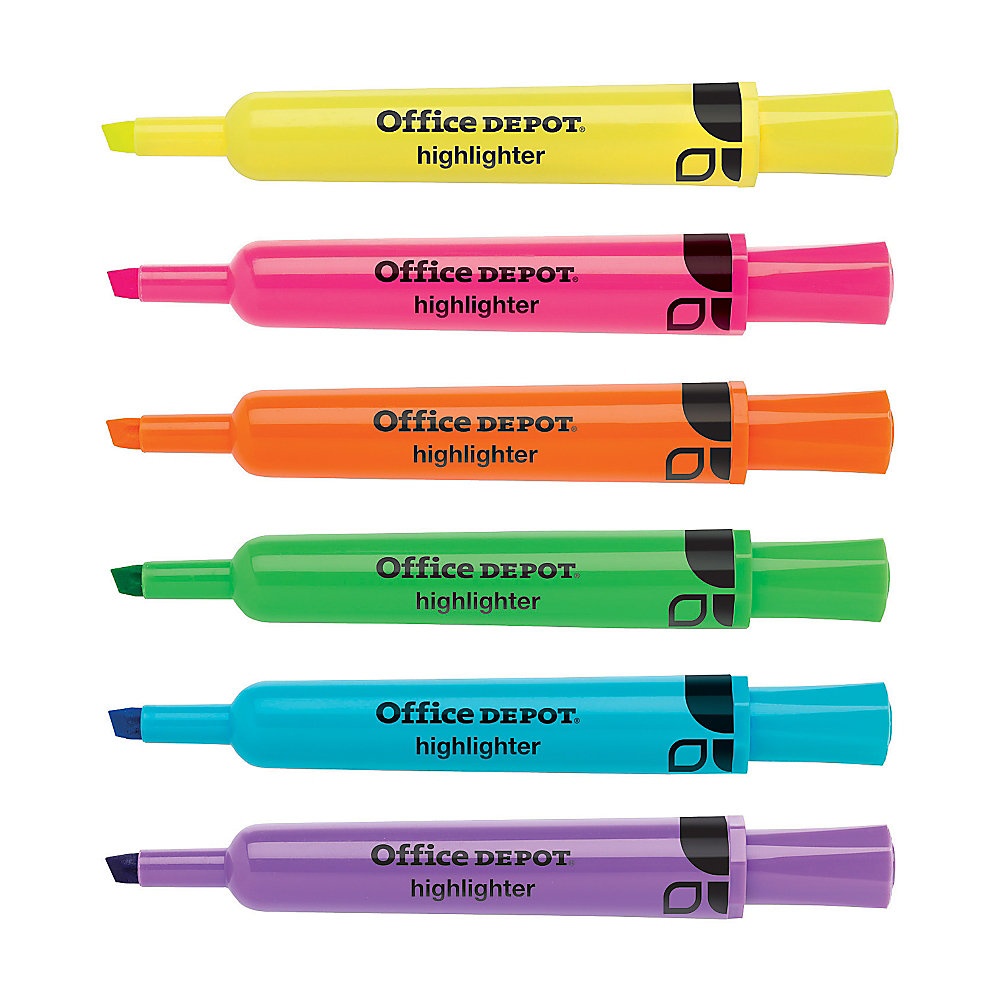 slide 1 of 1, Office Depot Brand Highlighters, Chisel-Point, Assorted Colors, Pack Of 24, 24 ct