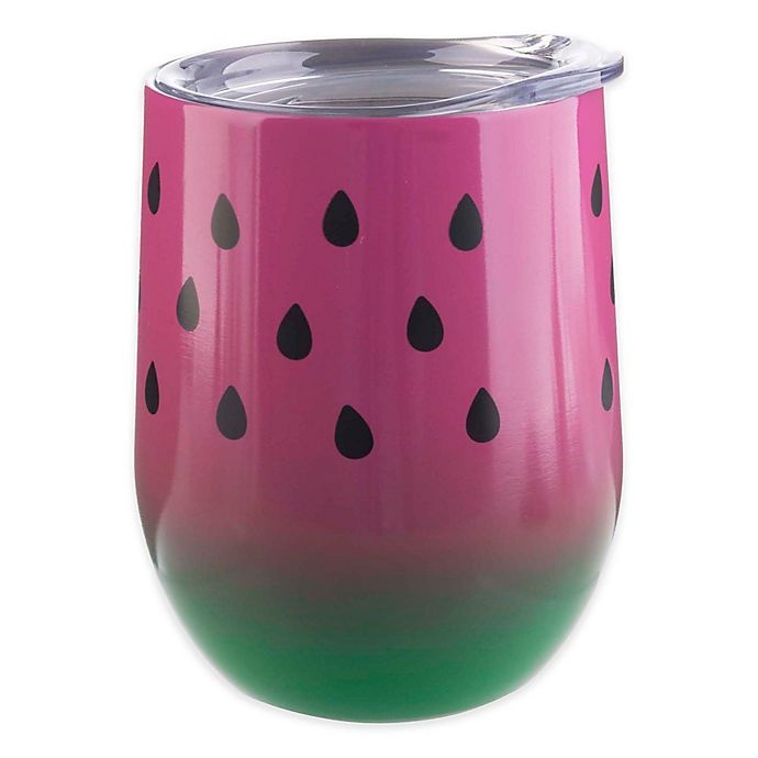 slide 1 of 1, Formation Brands Stemless Wine Glass with Lid - Watermelon, 1 ct