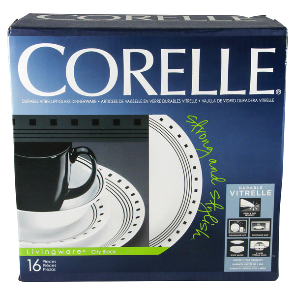 slide 1 of 6, Corelle Livingware Dinnerware Set City Block, 16 ct