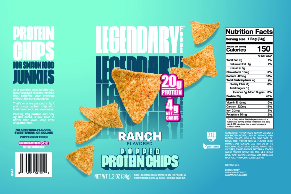 slide 3 of 7, Legendary Foods Popped Ranch Flavored Protein Chips 1.2 oz, 1.2 oz