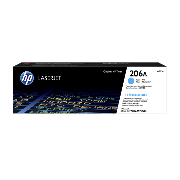 slide 1 of 2, HP 206A Cyan Toner Cartridge (W2111A), 1 ct