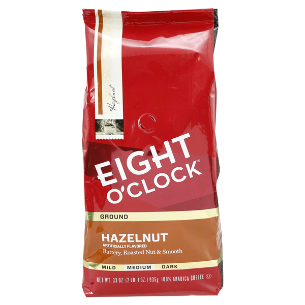 slide 1 of 1, Eight O'Clock Hazelnut Ground Coffee, 33 oz