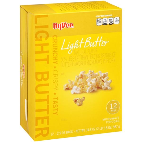 slide 1 of 1, Hy-vee Light Butter Flavor Microwave Popcorn, 12 ct; 2.9 oz