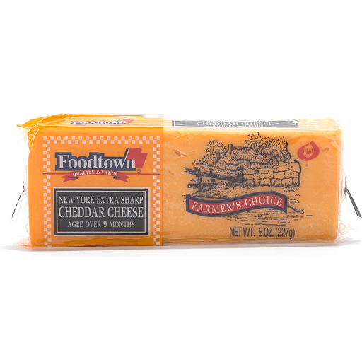 slide 1 of 1, Foodtown Cheese Bars, Ny Extra Sharp Cheddar, 8 oz