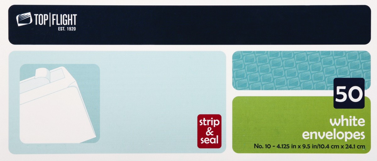 slide 5 of 11, Top Flight Strip & Seal White Envelopes 50 ea, 50 ct