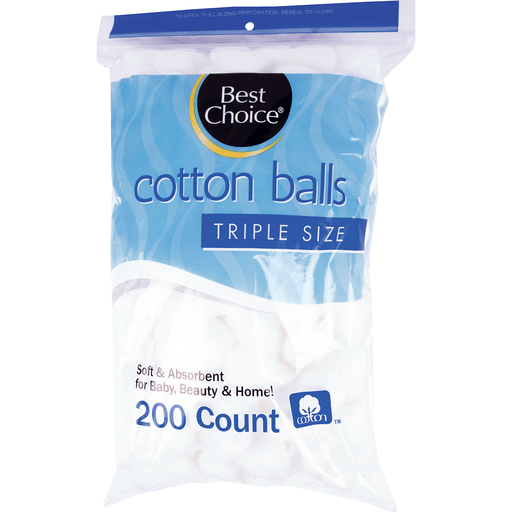 slide 1 of 1, Best Choice 100% Cotton Balls Triple Size, 200 ct