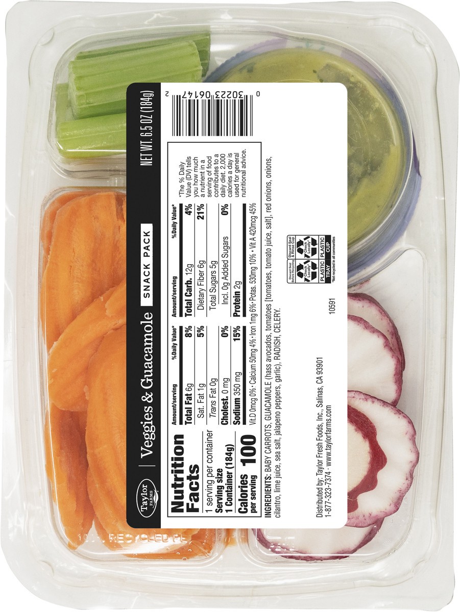 slide 2 of 3, Taylor Farms Veggies & Guacamole Snack Pack, 6.5 oz, 6.5 oz