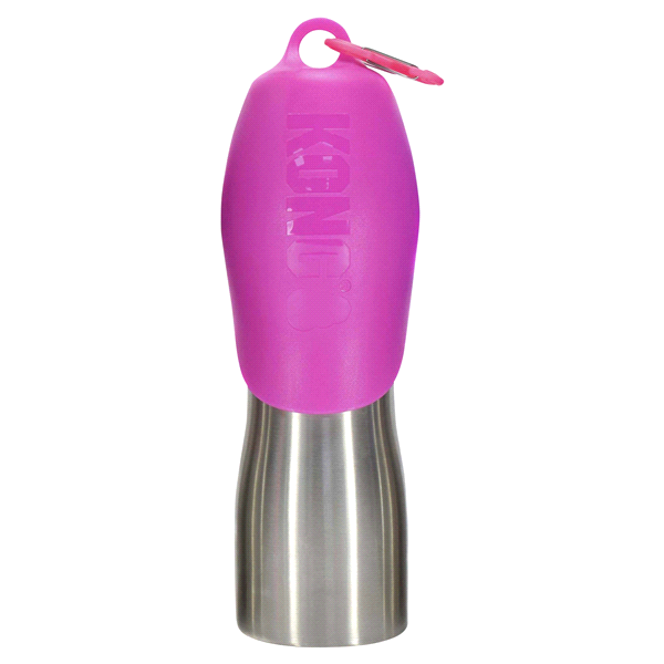 slide 1 of 1, KONG H2O Stainless Steel Pink Dog Water Bottle, 25 oz