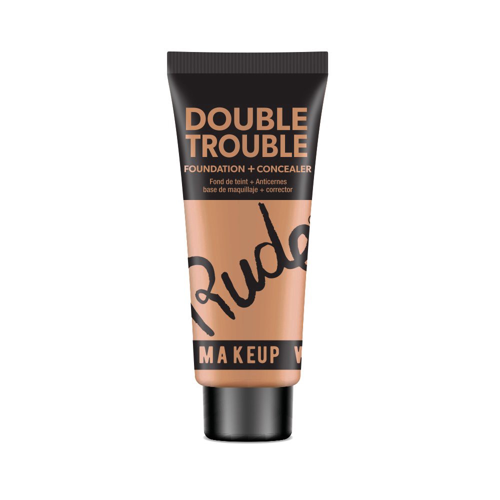 slide 1 of 1, Rude Cosmetics Double Trouble Foundation + Concealer - Suede, 1 ct