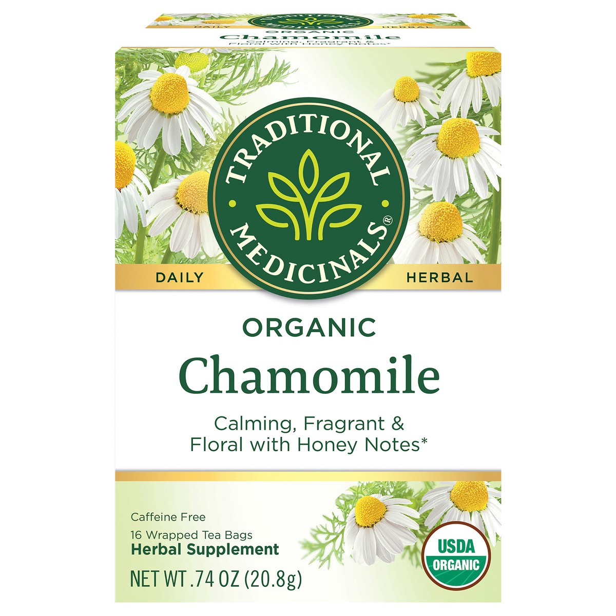 slide 1 of 1, Traditional Medicinals Organic Chamomile, Caffeine Free Herbal Tea, 16 ct