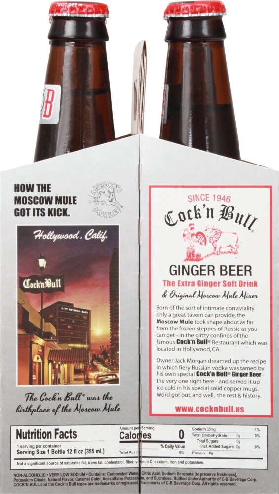 slide 3 of 5, Cock'n Bull Ginger Beer, Diet, 4 ct; 12 fl oz