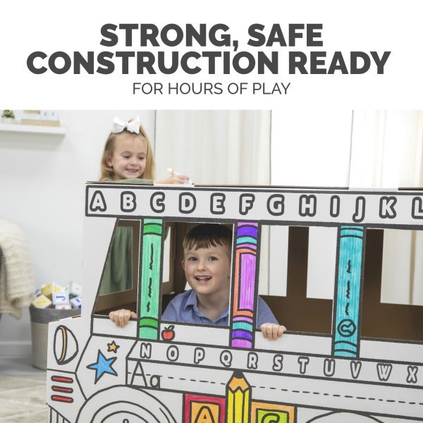 slide 9 of 9, Bankers Box At Play School Bus Playhouse, 33-1/4"H X 31"W X 44-3/4"D, 60% Recycled, White/Black, Elementary, 1 ct