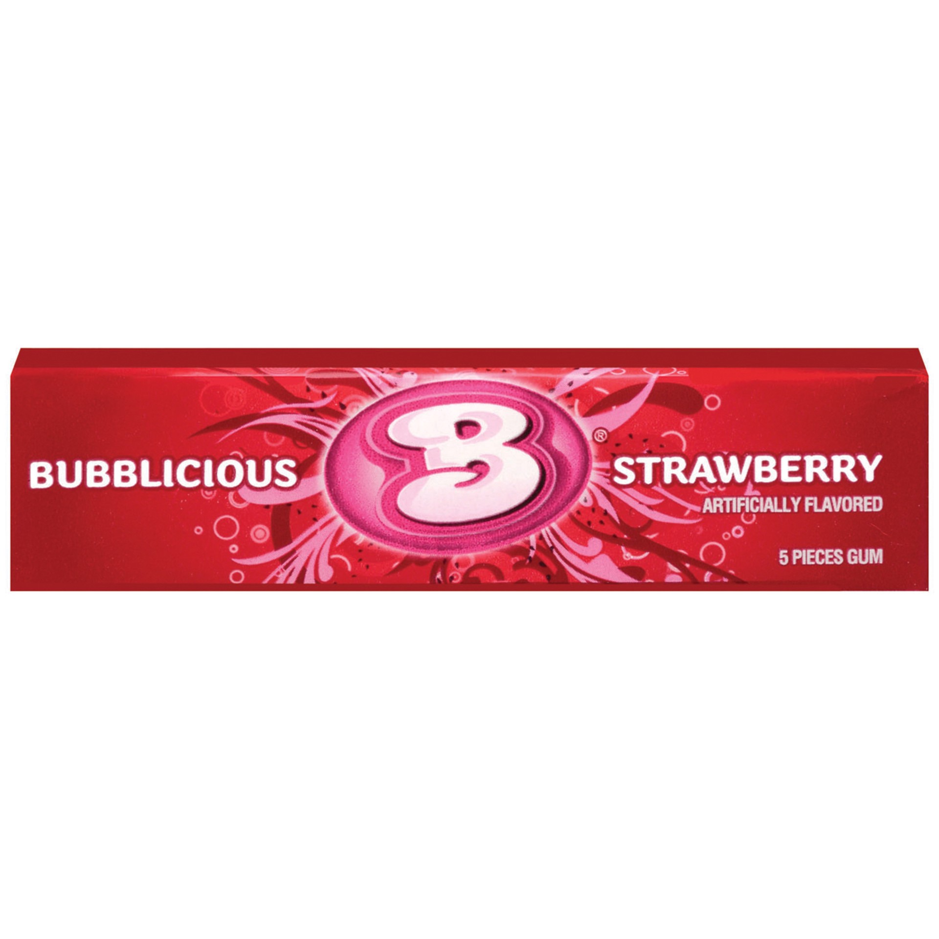 slide 1 of 4, Bubblicious Wild Strawbrry Gum, 5 ct