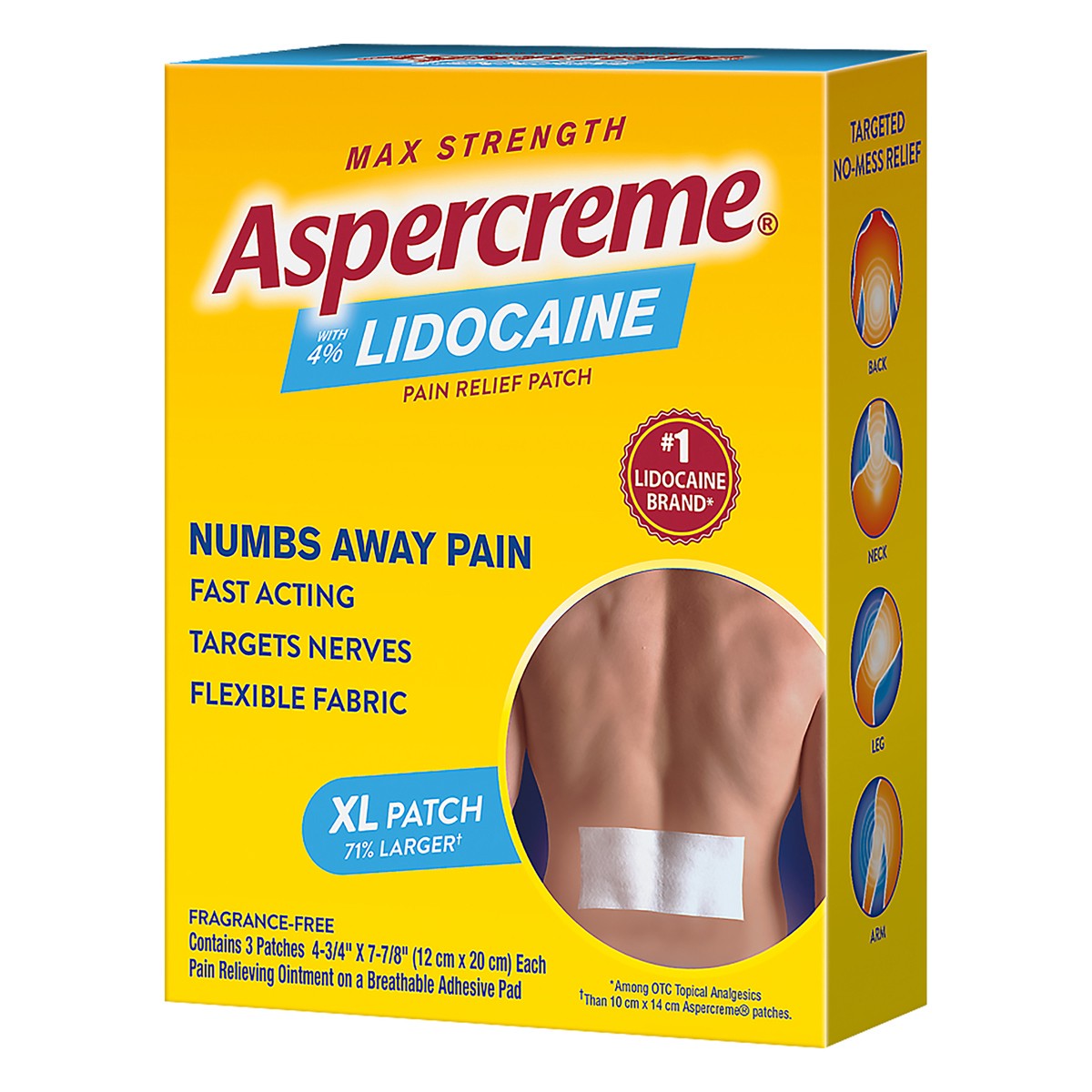 slide 9 of 11, Aspercreme XL Max Strength with 4% Lidocaine Pain Relief Patch 3 ea, 3 ct