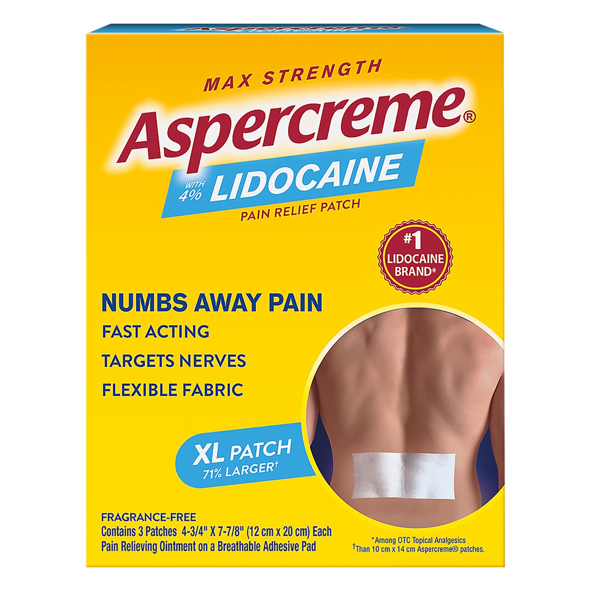 slide 2 of 11, Aspercreme XL Max Strength with 4% Lidocaine Pain Relief Patch 3 ea, 3 ct