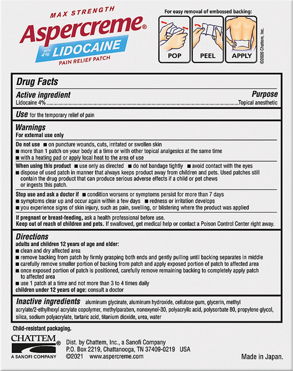 slide 3 of 11, Aspercreme XL Max Strength with 4% Lidocaine Pain Relief Patch 3 ea, 3 ct