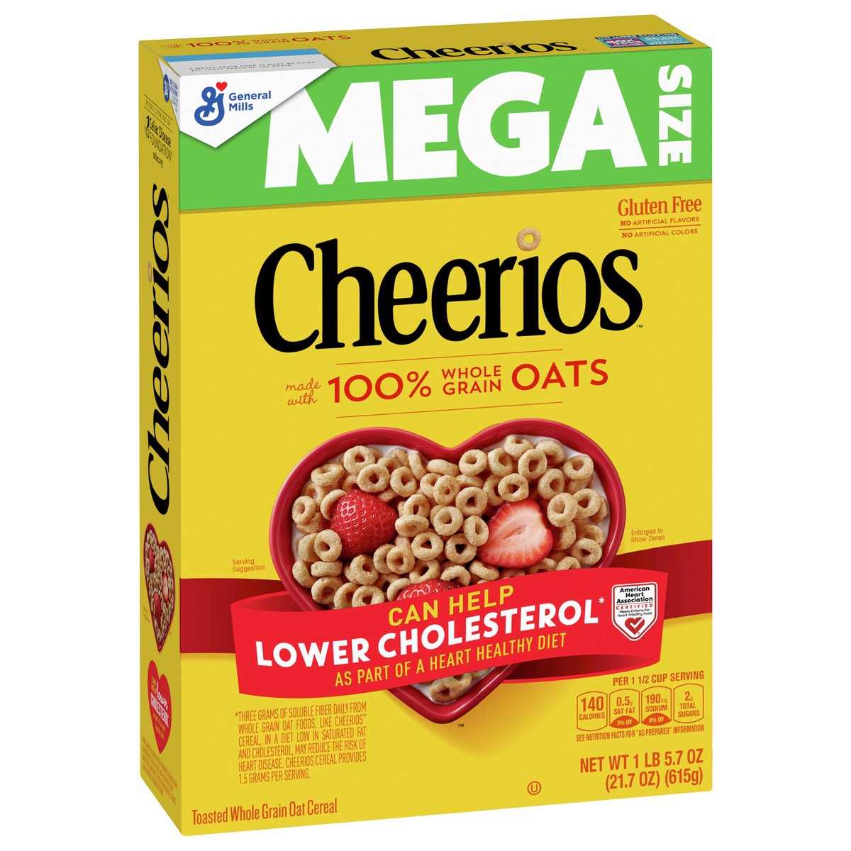 slide 4 of 11, Cheerios Original Cheerios Heart Healthy Cereal, 21.7 OZ Mega Size Cereal Box, 21.7 oz