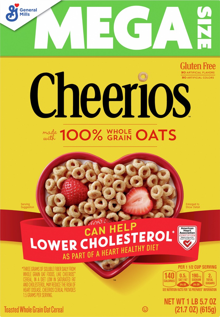 slide 7 of 11, Cheerios Original Cheerios Heart Healthy Cereal, 21.7 OZ Mega Size Cereal Box, 21.7 oz