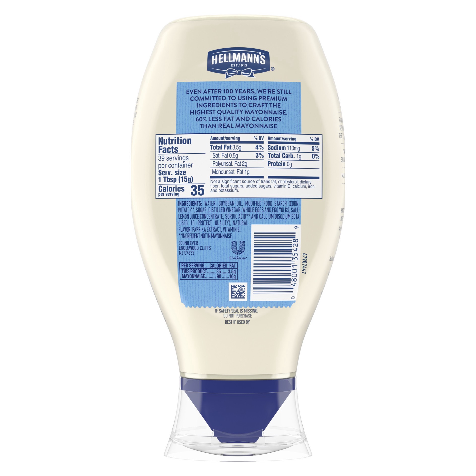 slide 3 of 7, Hellmann's Light Mayonnaise Light Mayo Squeeze Bottle 20 oz, 20 fl oz